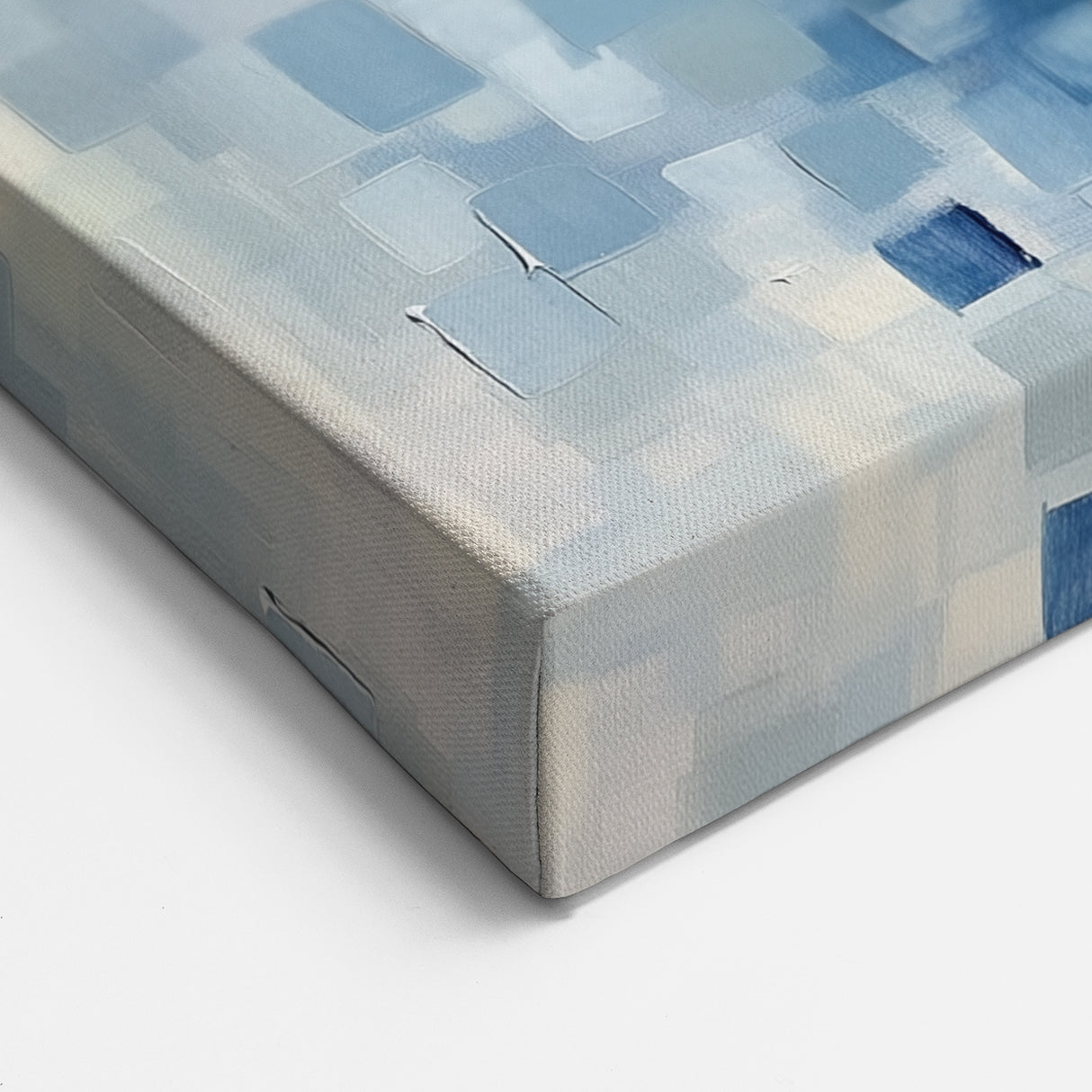 Contemporary Abstract Canvas – Mosaic Motion in Soft Blues