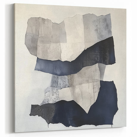 Modern Abstract Wall Art – Linear Terrain in Gray, Black & White