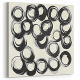 Abstract Art Prints – Rhythmic Ink Circles on Neutral Canvas