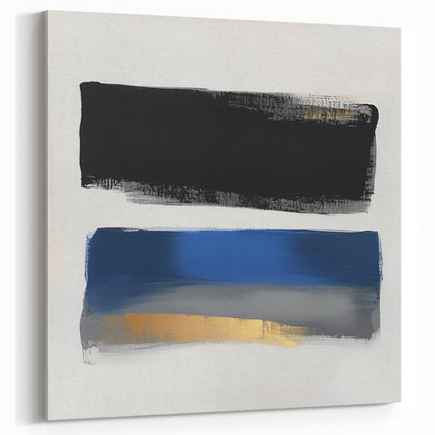 Geometric Abstract Wall Decor – Royal Blue and Gold Brushstroke Art
