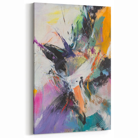 Colorful Abstract Wall Hangings – Energetic Pastel Brushwork Art