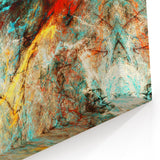 Geometric Abstract Art Prints – Chaotic Cyan & Firebrush Fusion
