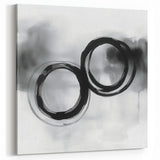 Minimalist Abstract Wall Art – Black and Gray Circular Brush Design