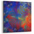 Modern Abstract Wall Art – Red, Blue & Gold Radiating Circle Design