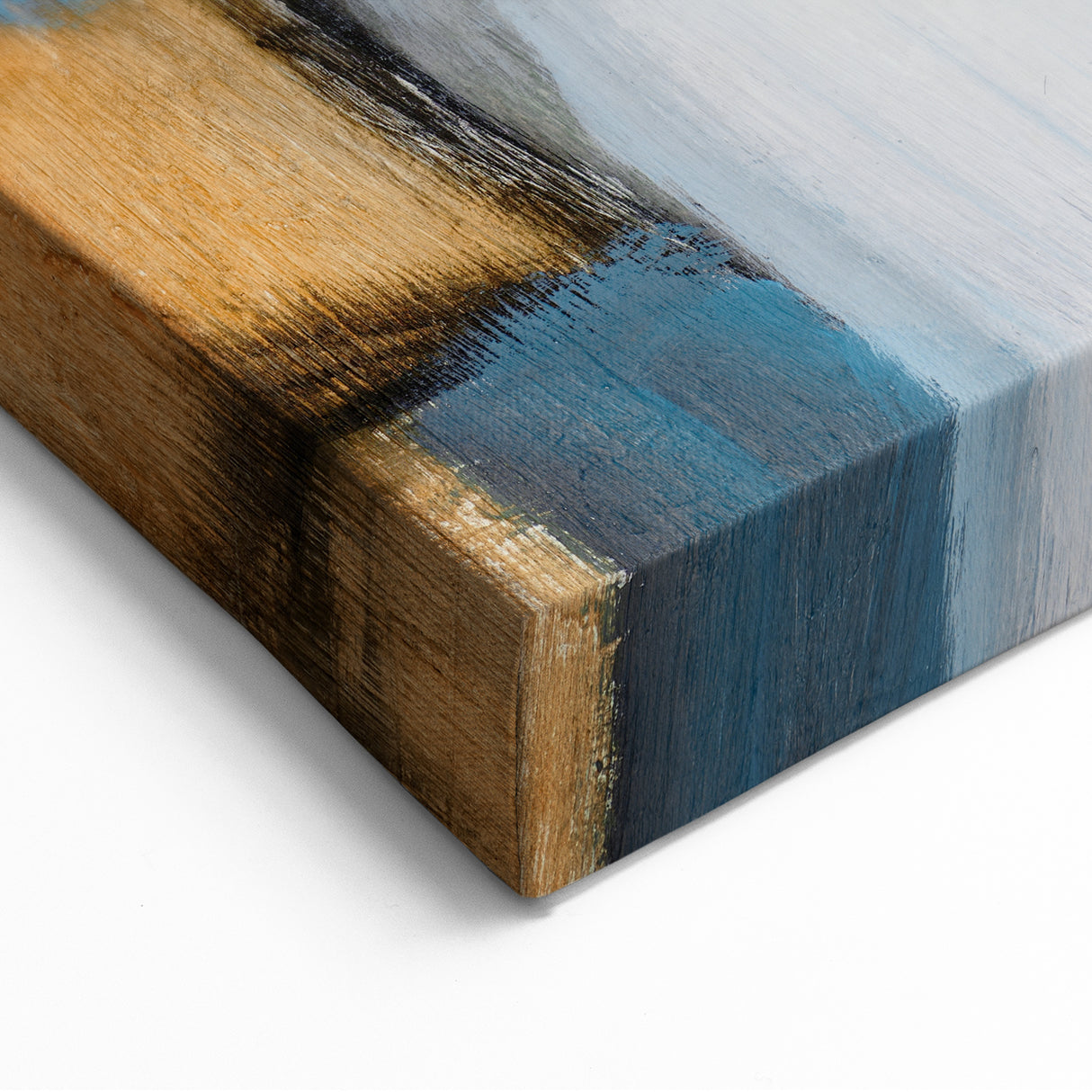 Geometric Abstract Art Prints in Blue and Tan – Modern Oil Painting