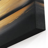 Minimalist Abstract Wall Art – Gold Horizon on Bold Black Canvas