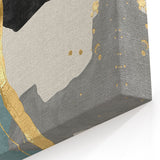 Elegant Gold Divide – Contemporary Abstract Art Piece in Teal & Gray