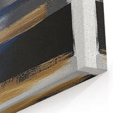Contemporary Abstract Canvas – Blue, Gold, and Gray Balance