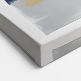Contemporary Abstract Canvas – Blue, Gold, and Gray Balance