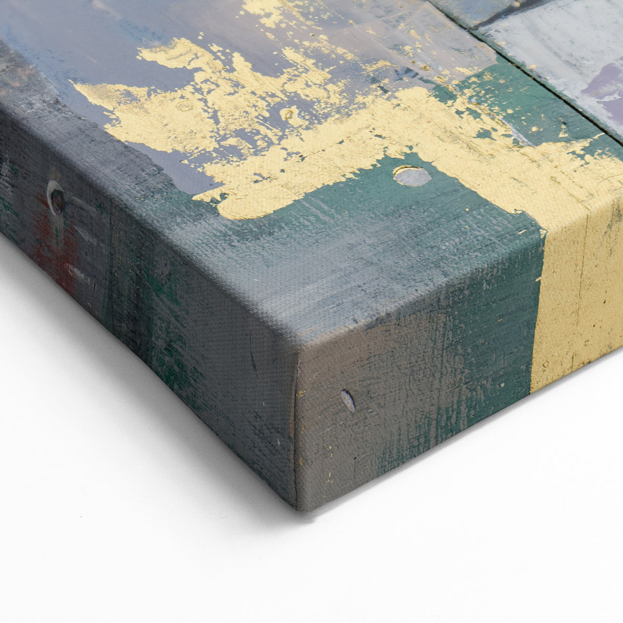 Faded Grid Luxe – Contemporary Abstract Art Piece with Gold Accents