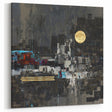 Midnight Cityscape Drama – Bold Abstract Wall Art with Gold Detail