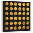 Geometric Abstract Wall Decor – Gold Circles on Black Canvas
