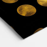 Geometric Abstract Wall Decor – Gold Circles on Black Canvas