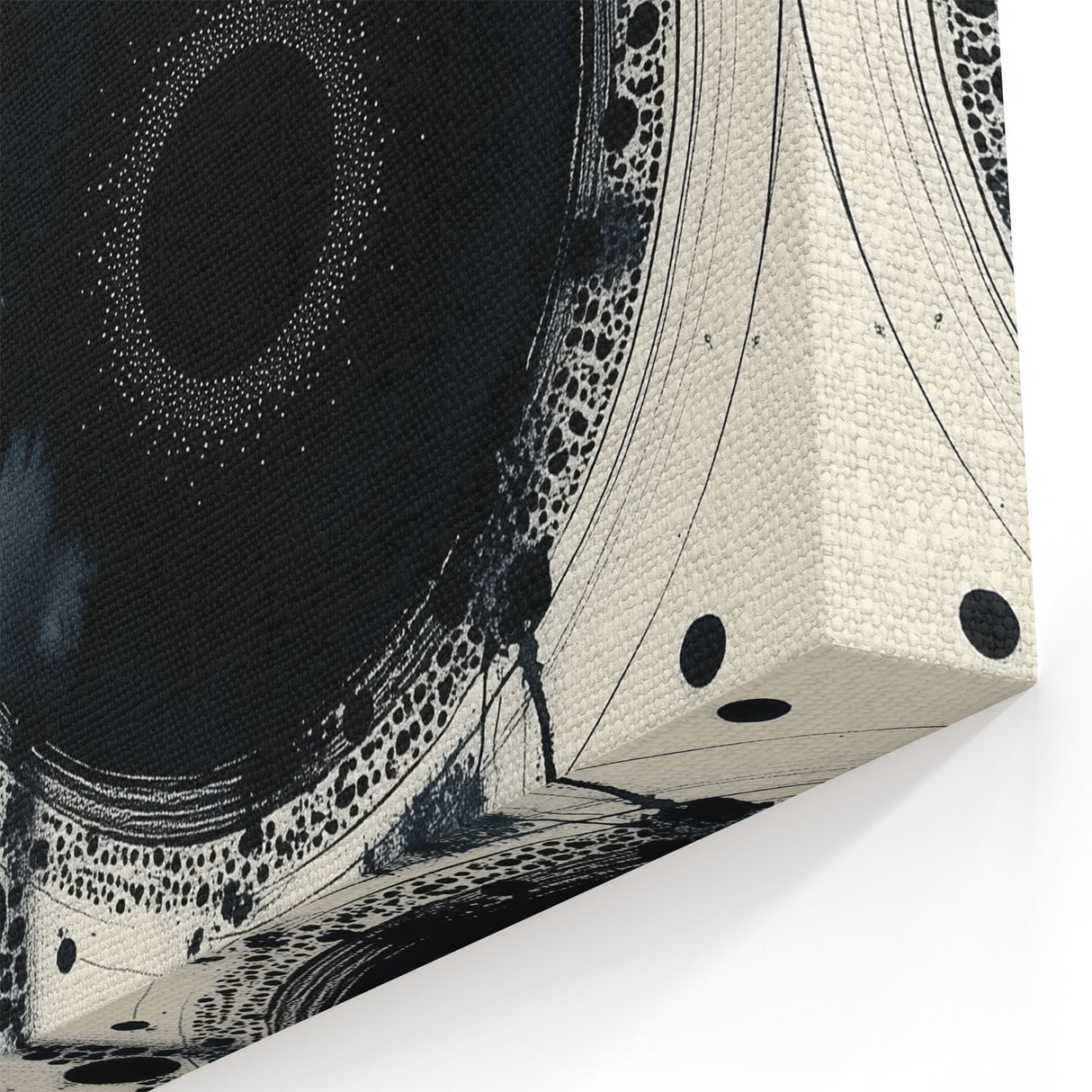 Minimalist Abstract Wall Art – Black Ink Orbital Circle Design
