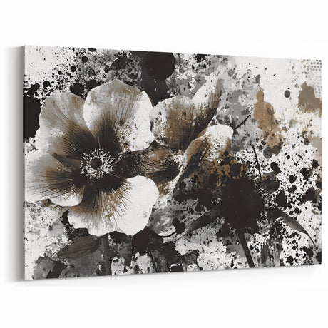 Earthen Harmony Abstracts - Neutral Abstract Prints with Floral Style