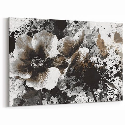 Earthen Harmony Abstracts - Neutral Abstract Prints with Floral Style
