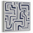 Modern Abstract Wall Art – Navy and White Labyrinth Lines
