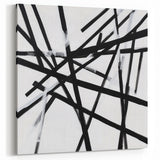 Geometric Abstract Wall Decor – Black & White Line Collision