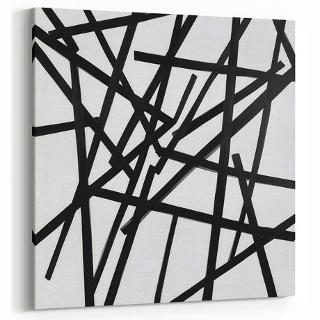 Contemporary Abstract Canvas – Bold Black Stroke Composition