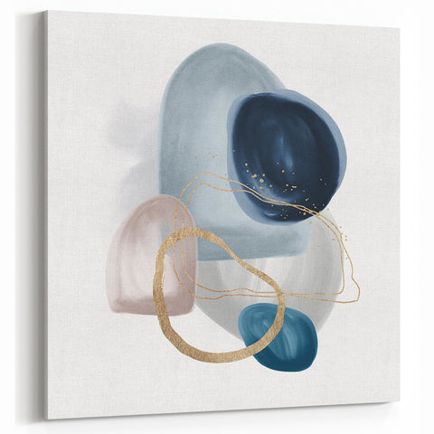 Minimalist Abstract Canvas Prints – Navy & Teal Geometric Wall Art