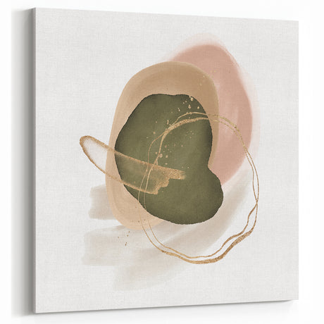 Abstract Geometric Framed Art – Olive Green & Blush Minimalist Print