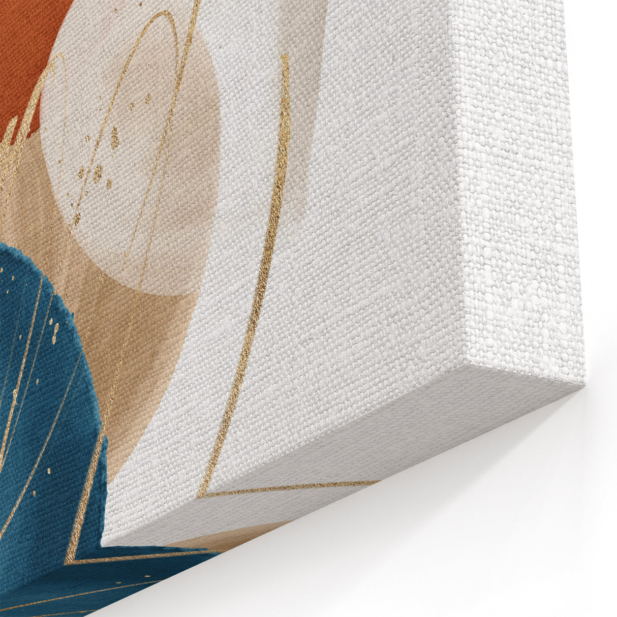 Geometric Minimalist Abstract Wall Art – Teal, Beige & Orange Print