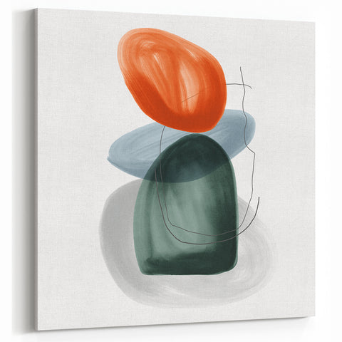 Modern Geometric Wall Decor – Minimalist Orange and Green Art Print