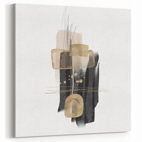 Abstract Geometric Framed Art – Black and Gold Minimalist Wall Print