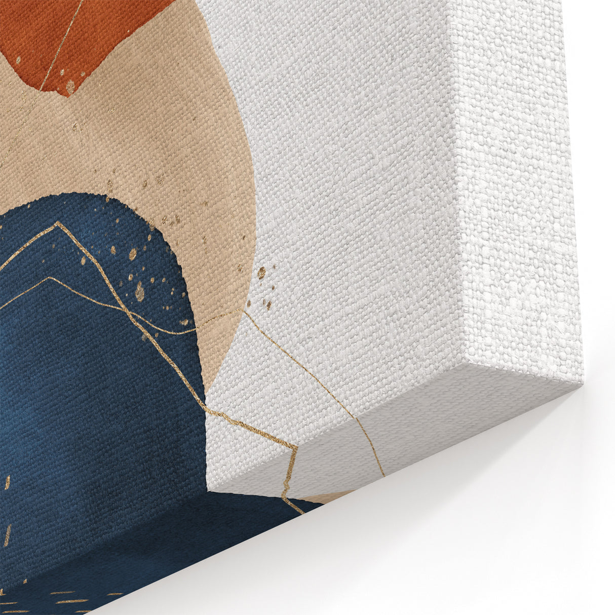 Geometric Minimalist Abstract Wall Art – Navy, Orange & Beige Print