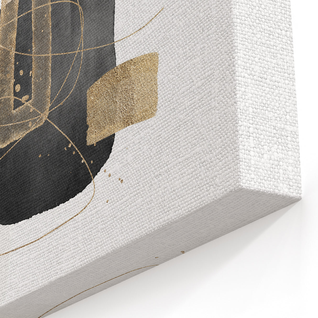 Modern Minimalist Wall Art – Black, White & Gold Geometric Canvas Print