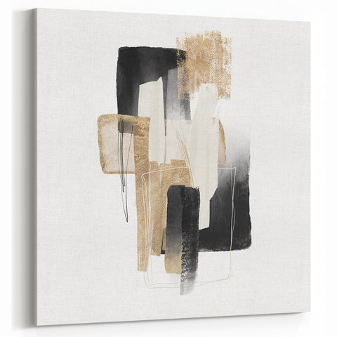 Modern geometric wall decor – black and gold minimalist canvas print