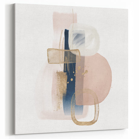 Modern geometric wall decor – navy and blush minimalist canvas art