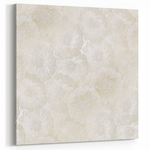 Contemporary Framed Abstract Art – Soft Beige Floral Texture Design