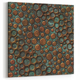 Textured Acrylic Wall Art – Industrial Circles in Bronze and Teal