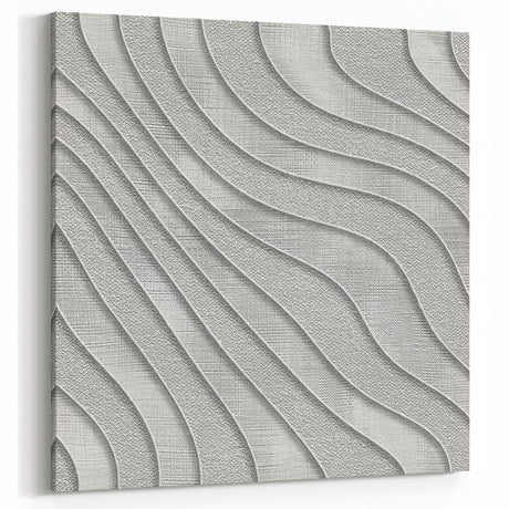 Contemporary Framed Abstract Art – Textured Wave Pattern in Silver
