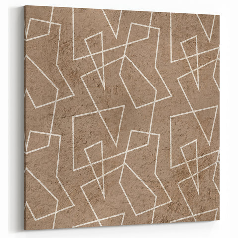 Modern Abstract Canvas Prints – Geometric Line Art on Brown Texture