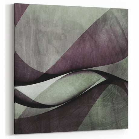 Earthen Harmony Abstracts - Contemporary Canvas Art in Olive Plum