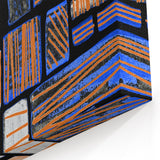 Earthen Harmony Abstracts – Geometric Blue and Orange Wall Art Print