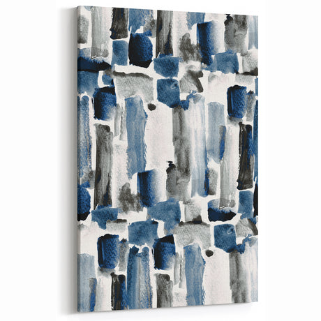 Earthen Harmony Abstracts – Navy and Gray Minimalist Wall Art Print