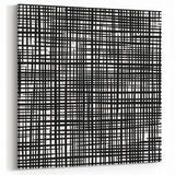 Geometric Abstract Canvas Artworks - Black Grid on White Texture
