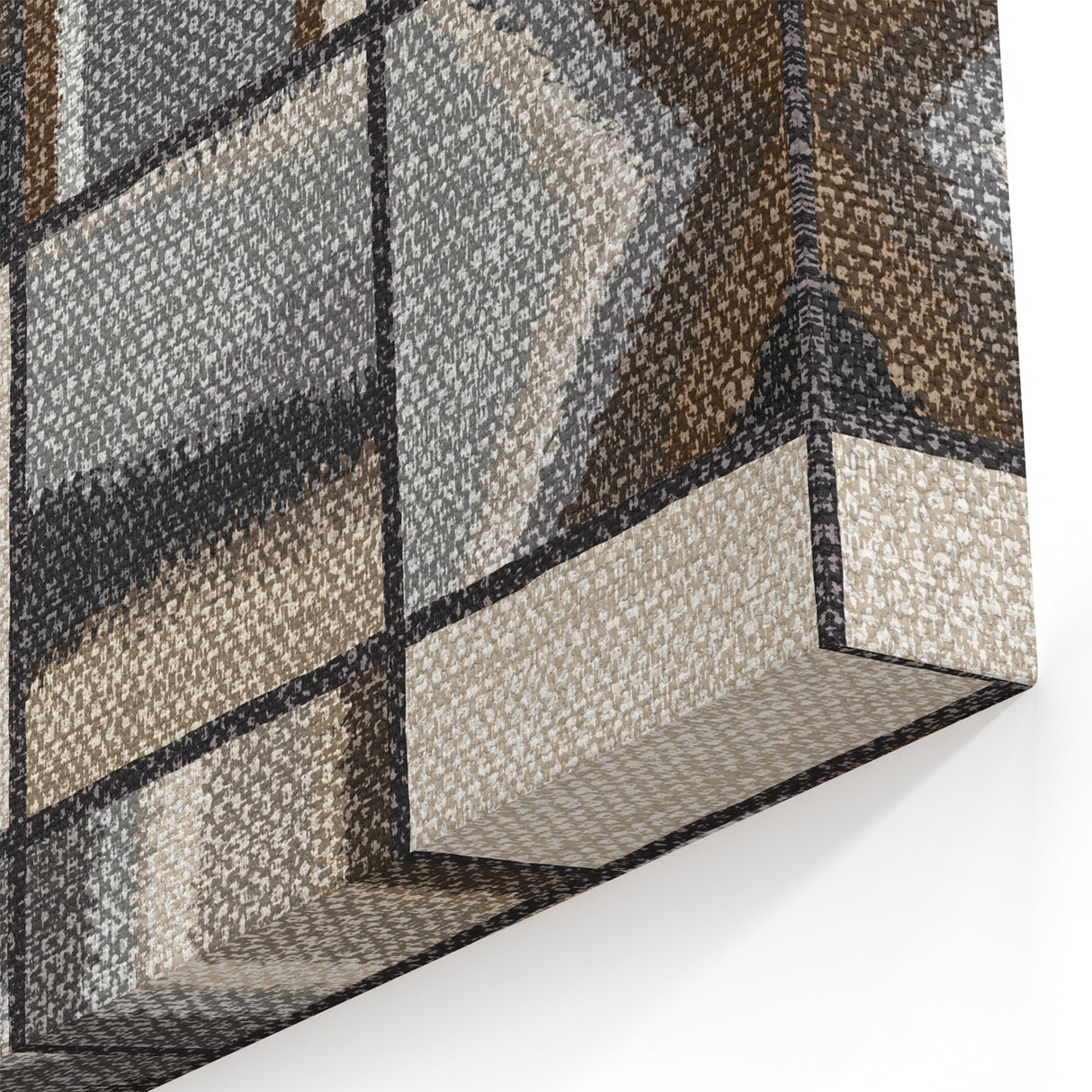 Geometric Abstract Canvas Art - Earthy Textured Grid in Neutrals
