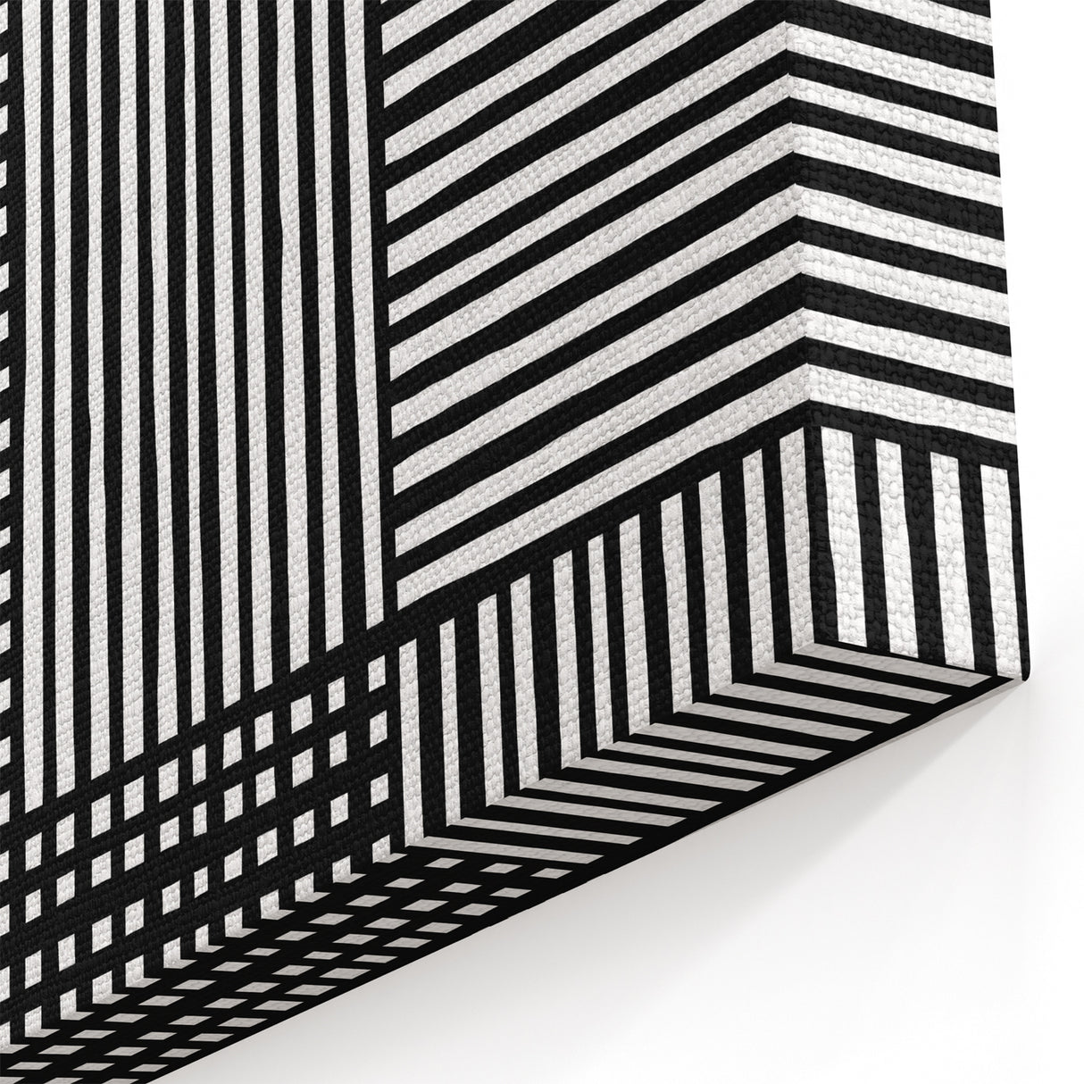 Modern Abstract Canvas Prints - Bold Black and White Line Blocks