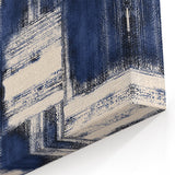 Structured Serenity – Navy Grid Pattern Canvas from Earthen Harmony