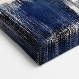 Structured Serenity – Navy Grid Pattern Canvas from Earthen Harmony