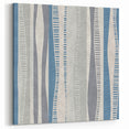 Geometric Abstract Canvas Art – Blue and Gray Wavy Line Texture