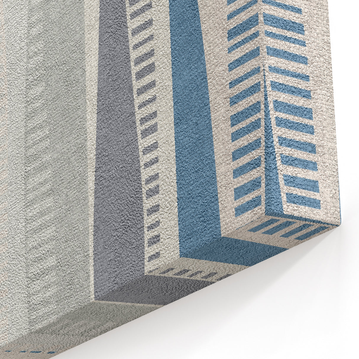 Geometric Abstract Canvas Art – Blue and Gray Wavy Line Texture