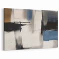 Large Abstract Wall Decor – Black, Blue, and Neutral Brush Blocks