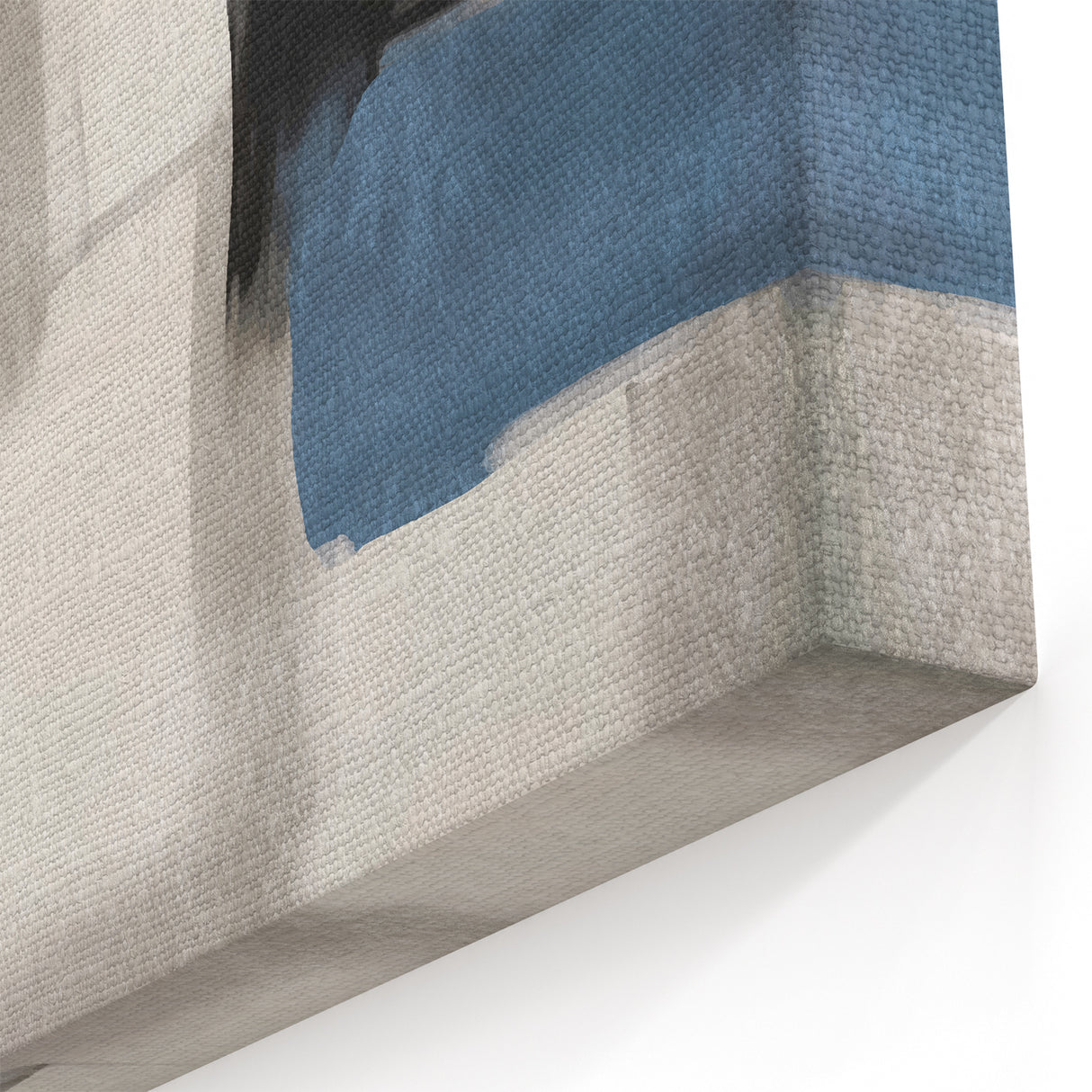 Large Abstract Wall Decor – Black, Blue, and Neutral Brush Blocks