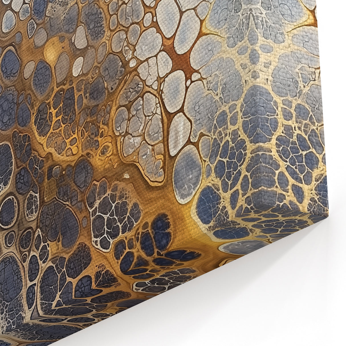 Large Abstract Wall Decor – Navy, Beige, and Gold Organic Pattern