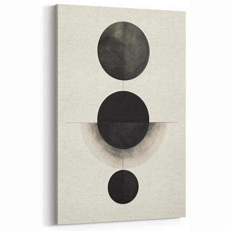 Contemporary Minimalist Wall Art – Geometric Black Circle Alignment